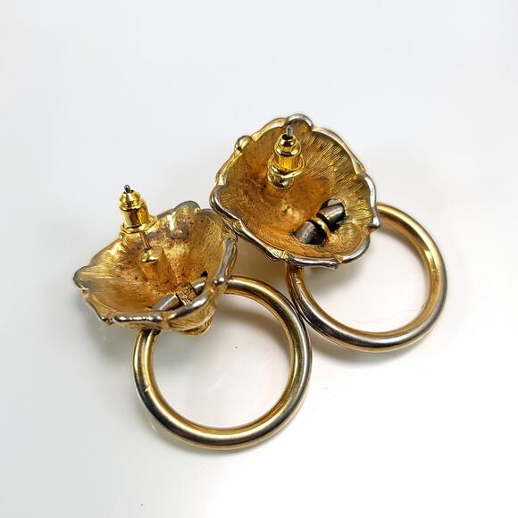 Gold Lion Head Hoop Earrings, Bold Statement Retro Fashion Jewelry for Women - Picture 7 of 10